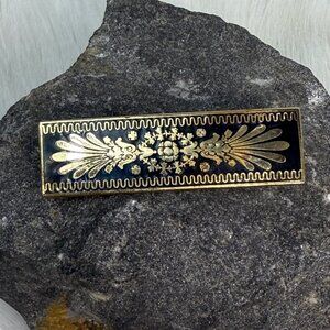Vintage MMA Metropolitan Museum of Art Enamel Pin Brooch Black & Gold Art Deco